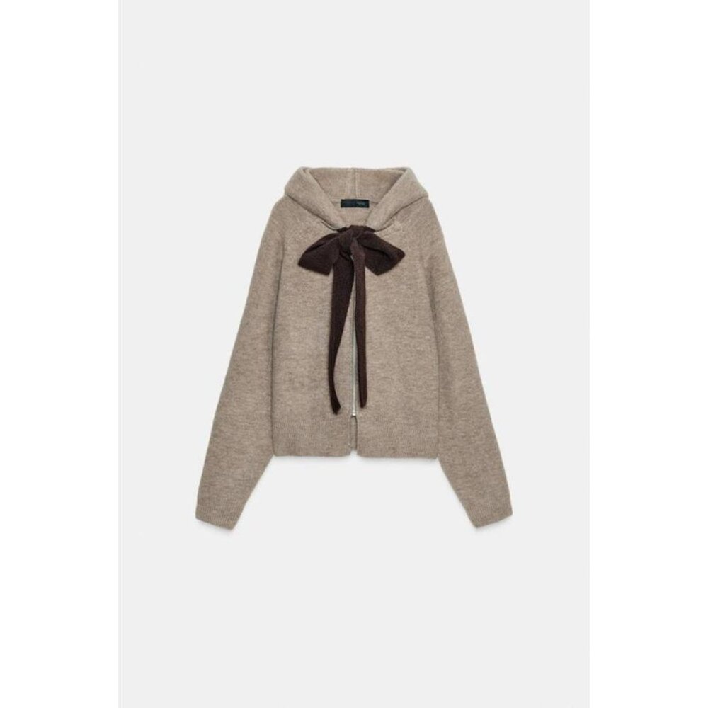 ZARA HOODIE CARDIGAN WITH BOW